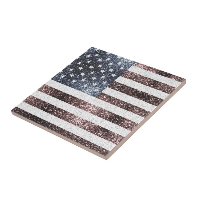 Rustic Red White Blue Sparkles bandeira dos EUA (Lateral)