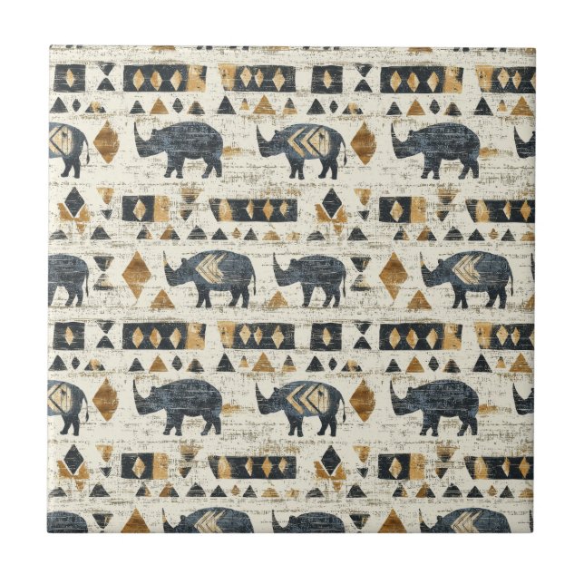 Rustic Rhino Tribal Pattern (1) (Frente)