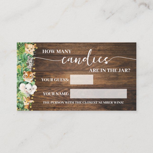 Rustic Safari Quantos Candies Cartão De Jogo De Ch (Frente)