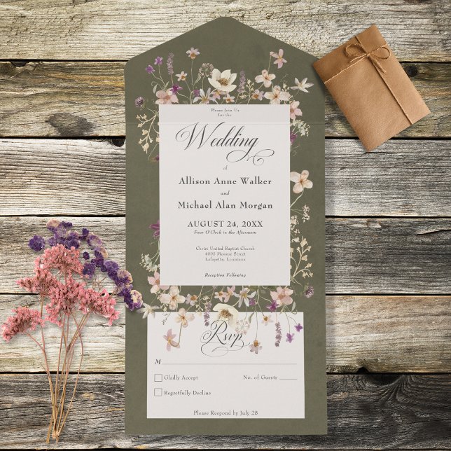 Rustic Sage Green Wildflower Frame No Janta (Criador carregado)