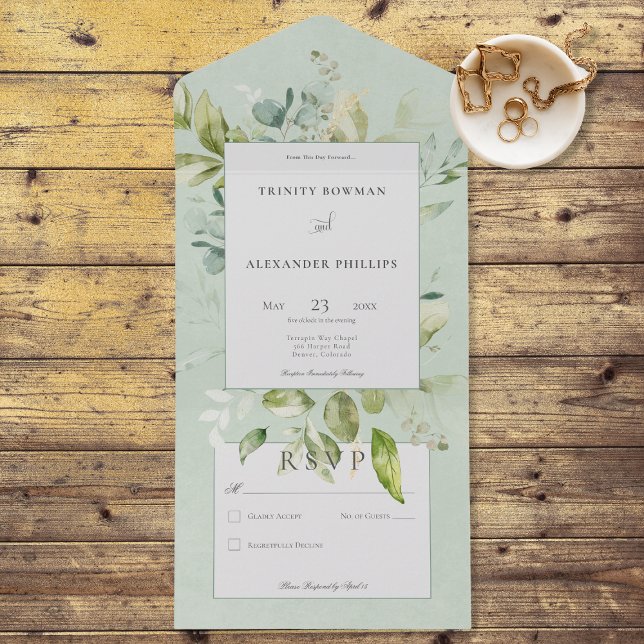 Rustic Sage Natural Greenerescência Sem Janto (Also available with a QR code or with dinner selection options.)