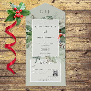 Rustic Sage Winter Holly & Pine QR Code
