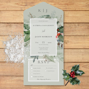 Rustic Sage Winter Holly & Pine Três Janto