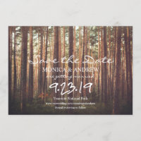 Rustic Salvar Convite de Árvore de Floresta de Dat
