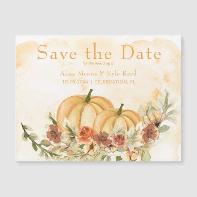 Rustic Save the Date Pumpkin Wedding Magnet (Frente)