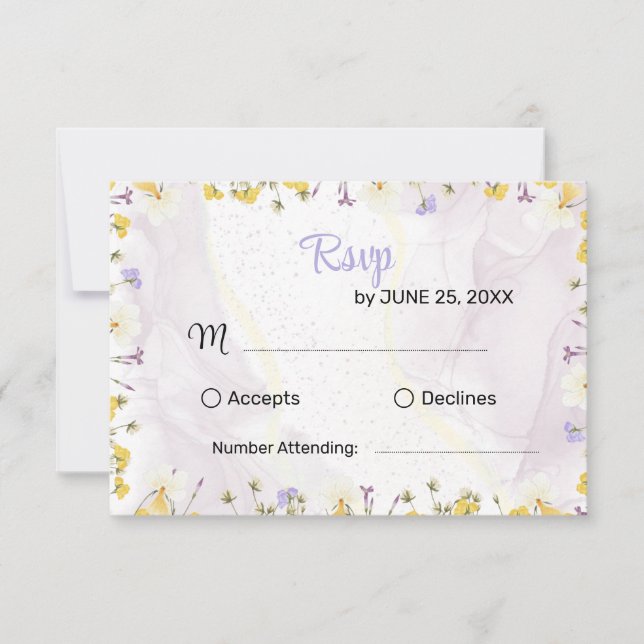 Rustic Spring Floral Elegant wedding RSVP card (Frente)