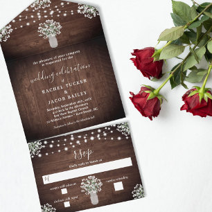 Rustic String Lights Mason Jar Floral Weding