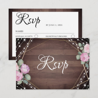 Rustic String Lights Wood & Floral RSVP Wedding 