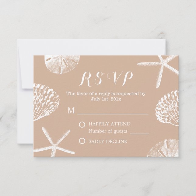 Rustic Summer Beach Seashells Casamento RSVP (Frente)