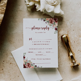 Rustic Summer Floral Wedding Menu Choice RSVP