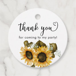 Rustic Sunflower Birthday Favorece Etiquetas