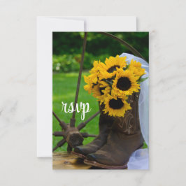 Rustic Sunflower Cowboy Boot Western Weding RSVP