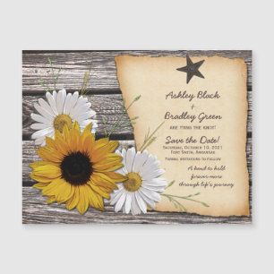 Rustic Sunflower Daisy Weding Save the Date