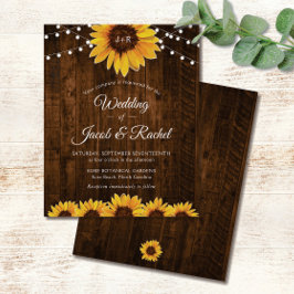 Rustic Sunflower String Lights Convite De Casament