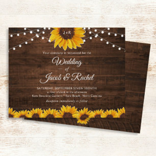 Rustic Sunflower String Lights Convite De Casament