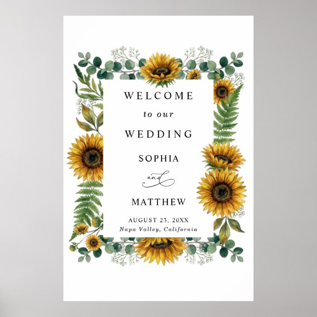 Rustic Sunflower Wedding Poster (Frente)