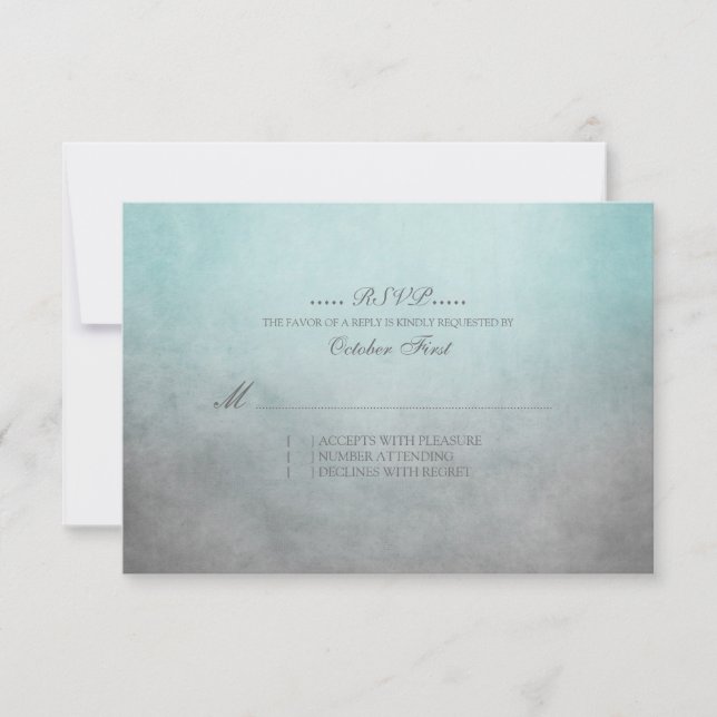 Rustic Teal and Cinza Bohemian Wedding RSVP (Frente)