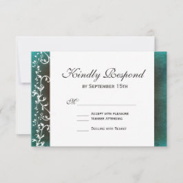 Rustic Teal Brown Nadou Cartões RSVP De Casamento