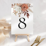 Rustic Terracotta Autumn Table Number<br><div class="desc">Rustic Terracotta Autumn Número da Mesa. Belos florais e gramíneas autóctones em tons autuncais de creme de terracota e castanhos estão no topo. Personalize facilmente o número da tabela. O mesmo design está do outro lado.</div>