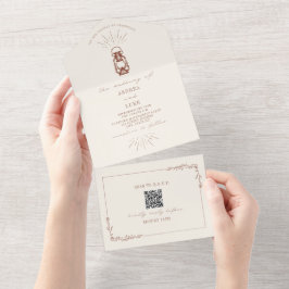 Rustic Terracotta Lanterna Código QR RSVP Tudo em 