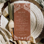 Rustic Terracotta - México - Cartão de Menu<br><div class="desc">Mostre seu estilo único de casamento com este cartão de menu do terracotta, com um papel picado mexicano rude design. Perfeito para casais que buscam trazer tons quentes e úmidos e charme tradicional para suas mesas de recepção. Para obter mais itens coordenadores visite nossa Coleção de Casamentos de Destino Russo...</div>