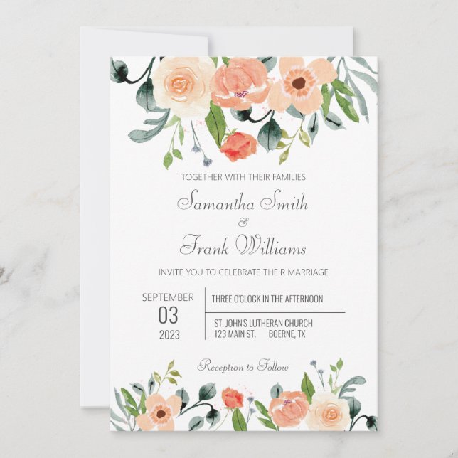 Rustic Terracotta Watercolor Convite Floral (Frente)