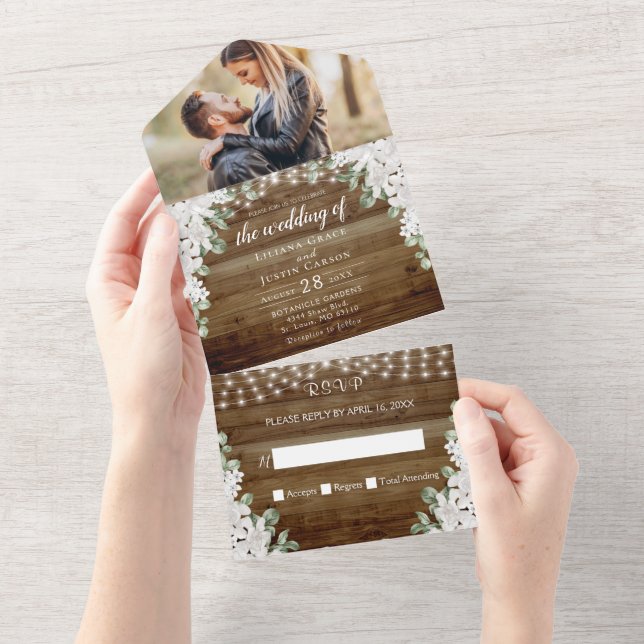 Rustic Tudo Em Um Convite De Casamento (Aba destacável)