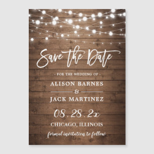 Rustic Twinkle Lights Casamento Salve o Magnet
