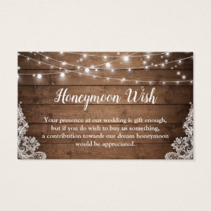 Rustic Twinkle Lights Weding Honeymoon Fund Card