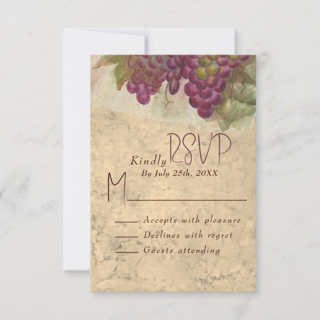 Rustic Vineyard Wedding RSVP Response Card (Frente)