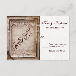Rustic Vintage Antique Brown Frame Weding RSVP