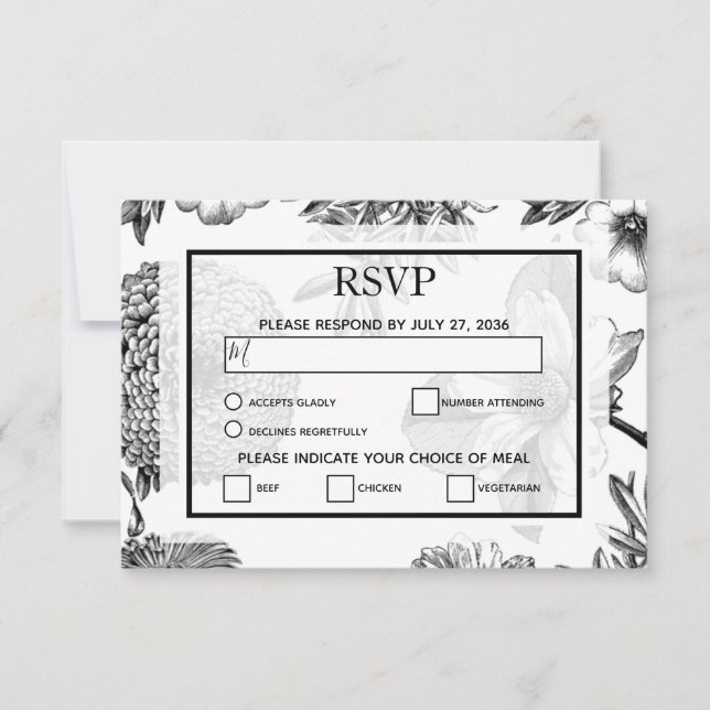 Rustic Vintage Flowers Casando Cartões RSVP (Frente)