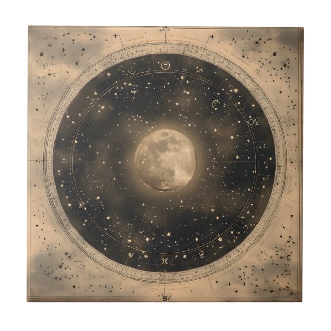 Rustic Vintage Full Moon Celestial Design (Frente)
