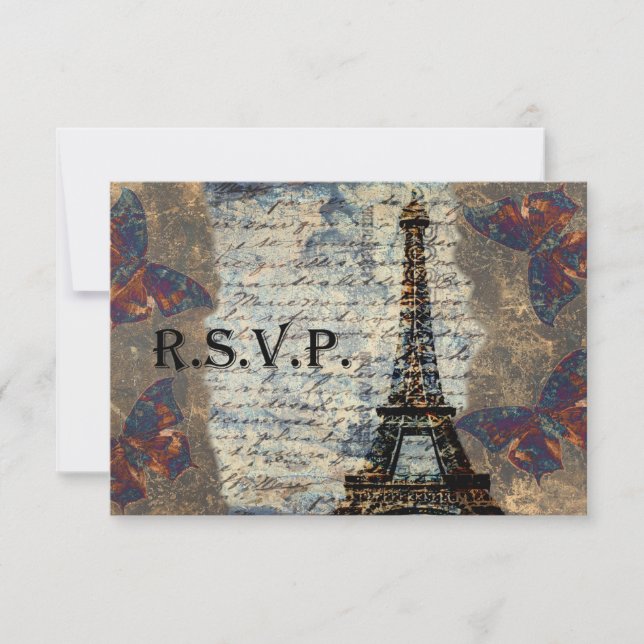 Rustic Vintage Torre Eiffel Rsvp (Frente)