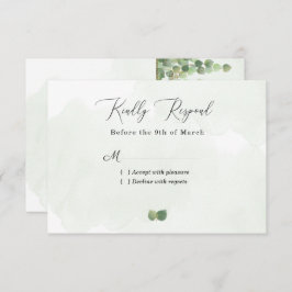 Rustic Watercolor Eucalyptus deixa casamento RSVP