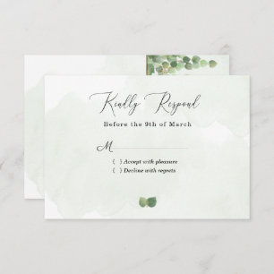 Rustic Watercolor Eucalyptus deixa casamento RSVP