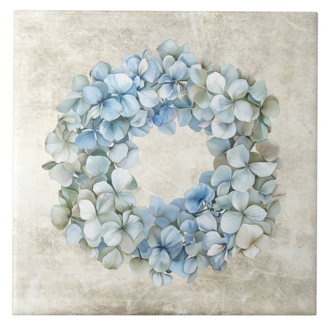 Rustic Watercolor Floral Blue Hydrangea Wreath (Frente)
