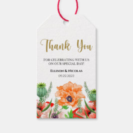 Rustic Watercolor Floral Obrigado Dando Etiquetas