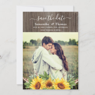 Rustic Watercolor Girassol Casamento Salva a Data