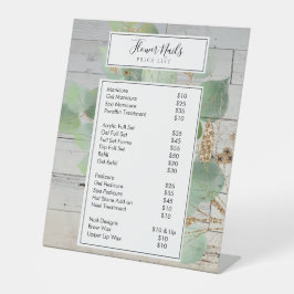 Rustic Watercolor Greenery Nail Salon Price List