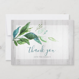 Rustic Watercolor Greenery Obrigado Cartões