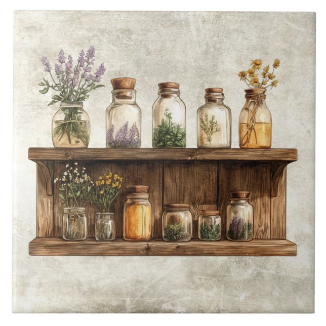 Rustic Watercolor Herbs in Jars Design (Frente)