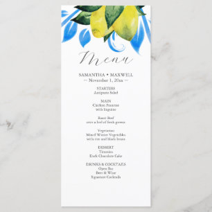 Rustic Watercolor Lemon Branch Casamento Menus