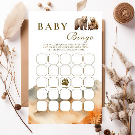 Rustic Watercolor Mountain Bear Family Baby Shower