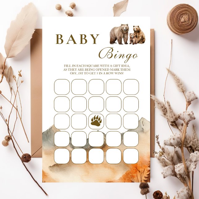 Rustic Watercolor Mountain Bear Family Baby Shower (Criador carregado)