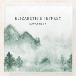 Rustic Watercolor Mounts Pine Casamento no inverno