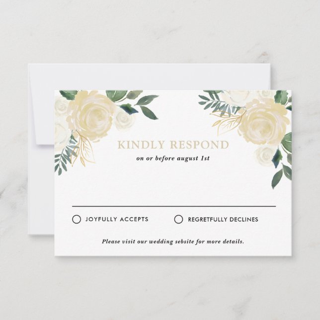 Rustic Watercolor Pale Peonies Casamento RSVP (Frente)