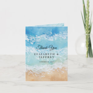 Rustic Watercolor Summer Sea Beach Cartões de agra