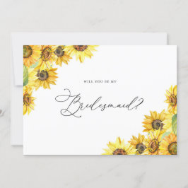 Rustic Watercolor Sunflower Be My Bridesmaid