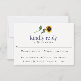 Rustic Watercolor Sunflower Wedflower RSVP Card